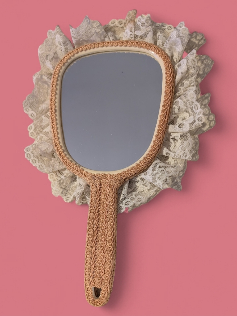 Coquette Style Vintage Hand Held‎ Mirror floral Lace Victorian Romantic